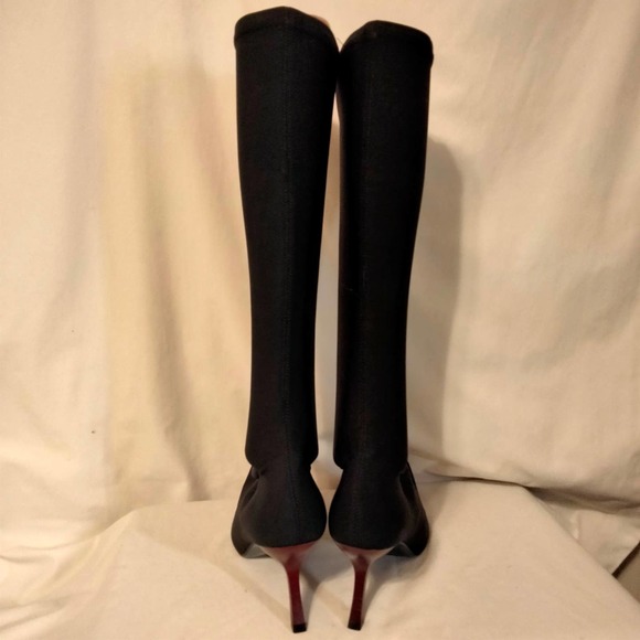 ESPACE by Robert Clergerie Black Stretch Textile Boots with Contrast Heel 7.5 - Picture 4 of 12